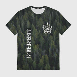 Футболка мужская Помни свои корни - лапа медведя печать Велеса, цвет: 3D-принт