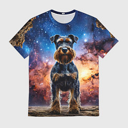 Футболка мужская Ризеншнауцер в космосе, цвет: 3D-принт
