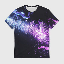 Футболка мужская Фиолетово-синяя абстрактная волна, цвет: 3D-принт