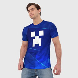 Футболка мужская Minecraft blue poly, цвет: 3D-принт — фото 2