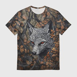 Футболка мужская Хищный серый лис, цвет: 3D-принт