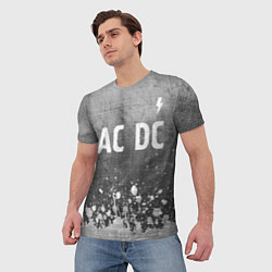 Футболка мужская AC DC - grey gradient посередине, цвет: 3D-принт — фото 2