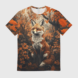 Футболка мужская Лис в лесной чаще, цвет: 3D-принт