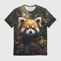 Футболка мужская Красная панда в лесной чаще, цвет: 3D-принт
