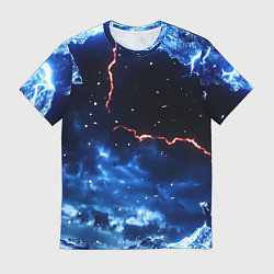 Футболка мужская Звезды и молнии в разломе плит, цвет: 3D-принт