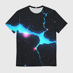 Мужская футболка Голубой разлом в черной текстуре