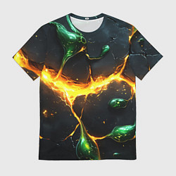 Мужская футболка Разлом текстуры с зеленой слизью