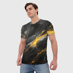 Футболка мужская Серая текстура с золотым разломом, цвет: 3D-принт — фото 2