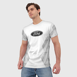 Футболка мужская Ford white poly, цвет: 3D-принт — фото 2