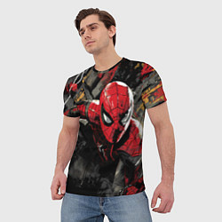 Футболка мужская Человек-паук и красная краска, цвет: 3D-принт — фото 2