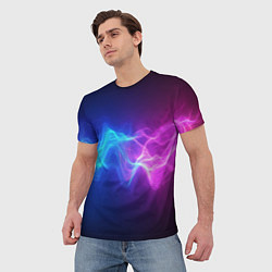 Футболка мужская Звуковая волна неоновый узор, цвет: 3D-принт — фото 2