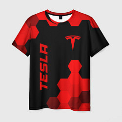 Футболка мужская Tesla - red gradient вертикально, цвет: 3D-принт