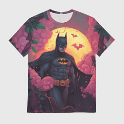 Футболка мужская Бэтмен и дерево с цветами, цвет: 3D-принт