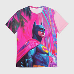 Футболка мужская Бэтмен в розовом стиле, цвет: 3D-принт