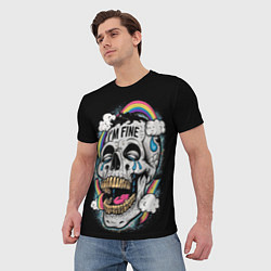 Футболка мужская Skull and rainbow - im fine, цвет: 3D-принт — фото 2