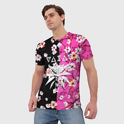Футболка мужская Ведьмак паттерн сакура, цвет: 3D-принт — фото 2
