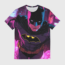 Футболка мужская Бэтмен в фиолетовом свете, цвет: 3D-принт