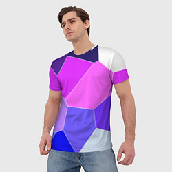 Футболка мужская Сине-розовый крупные фрагменты, цвет: 3D-принт — фото 2