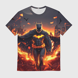 Футболка мужская Бэтмен - летучие мыши и огонь, цвет: 3D-принт