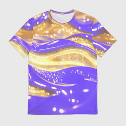 Футболка мужская Фиолетово-золотая жидкая текстура, цвет: 3D-принт