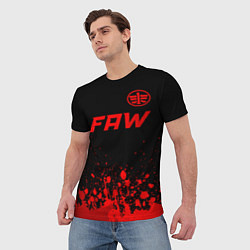 Футболка мужская FAW - red gradient посередине, цвет: 3D-принт — фото 2