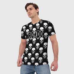 Футболка мужская AC DC rock skull, цвет: 3D-принт — фото 2