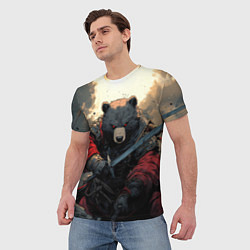 Футболка мужская Медведь самурай, цвет: 3D-принт — фото 2