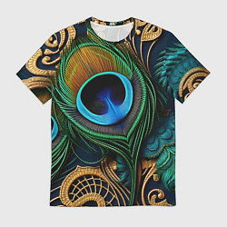 Футболка мужская Узоры и перья павлина, цвет: 3D-принт