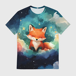 Футболка мужская Лисенок на облаках, цвет: 3D-принт