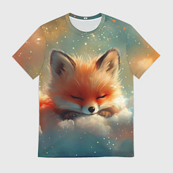 Футболка мужская Лисенок спит на облаке, цвет: 3D-принт