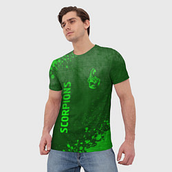 Футболка мужская Scorpions - green gradient вертикально, цвет: 3D-принт — фото 2