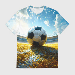 Футболка мужская Футбольный мяч на стадионе, цвет: 3D-принт