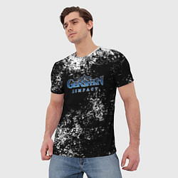 Футболка мужская Genshin Impact брызги красок, цвет: 3D-принт — фото 2