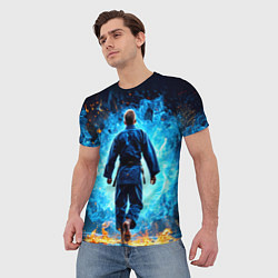 Футболка мужская Дзюдоист в синем пламени, цвет: 3D-принт — фото 2