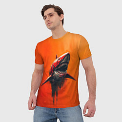 Футболка мужская Кибернетическая акула, цвет: 3D-принт — фото 2