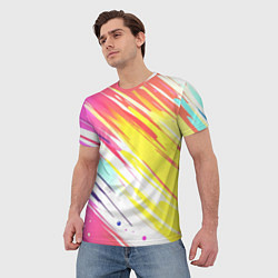 Футболка мужская Брызги краски на белом фоне, цвет: 3D-принт — фото 2