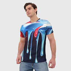 Футболка мужская Синие и красные слизи текстура, цвет: 3D-принт — фото 2