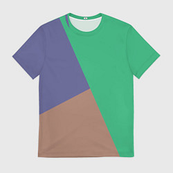 Футболка мужская Триада зелёный фиолетовый и коричневый геометричны, цвет: 3D-принт