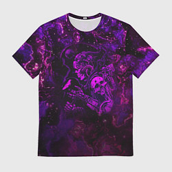 Футболка мужская Неоновый самурай в космосе, цвет: 3D-принт