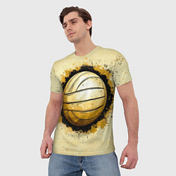 Футболка мужская Волейбольный мяч на бежевом, цвет: 3D-принт — фото 2