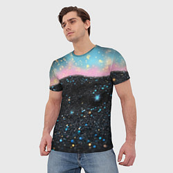 Футболка мужская Блестящая текстура на черном, цвет: 3D-принт — фото 2