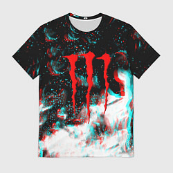 Футболка мужская Monster energy огонь глитч, цвет: 3D-принт