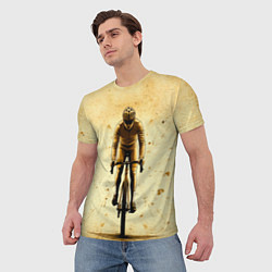 Футболка мужская Трековый велосипедист на бежевом, цвет: 3D-принт — фото 2