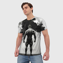 Футболка мужская Бодибилдер и черный дым, цвет: 3D-принт — фото 2