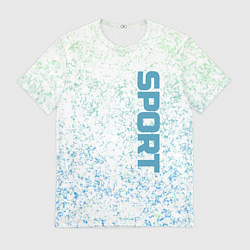 Футболка мужская Sport бело-голубой, цвет: 3D-принт