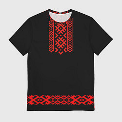 Футболка мужская Славянский узор и орнамент на черном - вышиванка р, цвет: 3D-принт