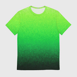 Футболка мужская Градиент мозаика зелёный в тёмный, цвет: 3D-принт