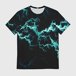 Футболка мужская Lightning light blue glow, цвет: 3D-принт