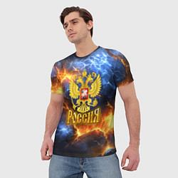 Футболка мужская Россия герб и огонь, цвет: 3D-принт — фото 2