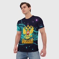Футболка мужская Россия - березовая абстракция, цвет: 3D-принт — фото 2